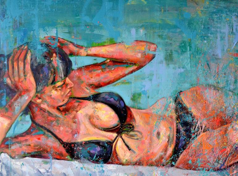 Original Modern Beach Painting by Dejan Bozinovski