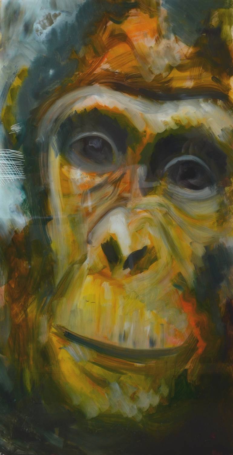 Monkey Glass Painting by Dejan Bozinovski | Saatchi Art