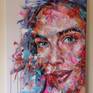 Modern portrait
Acrylic and oil 
Woman smile 
Pop art