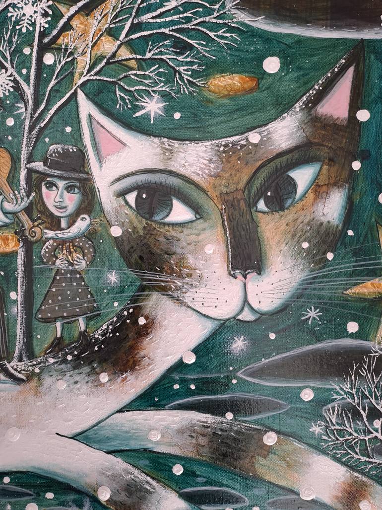 Original Figurative Cats Painting by Pendelio Christian