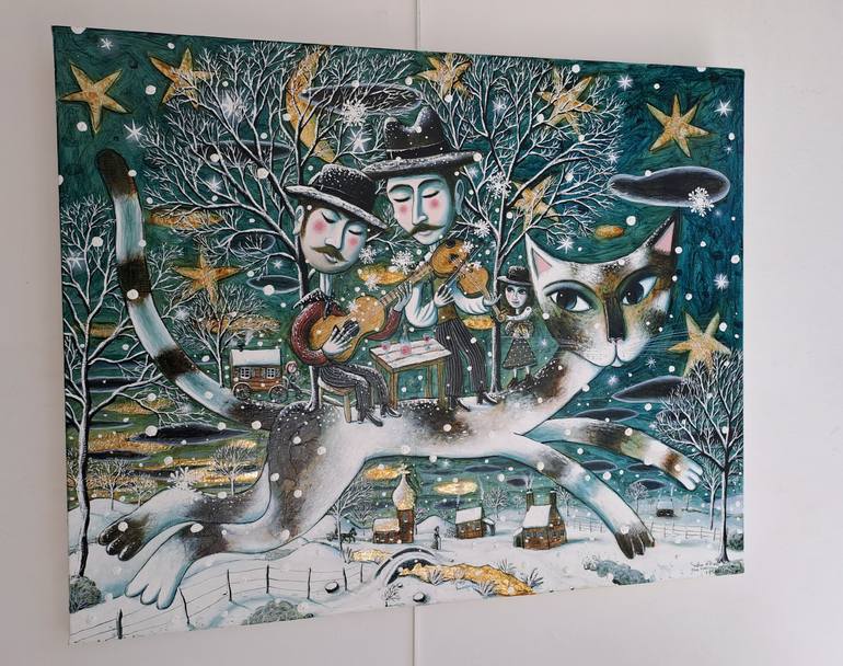 Original Figurative Cats Painting by Pendelio Christian