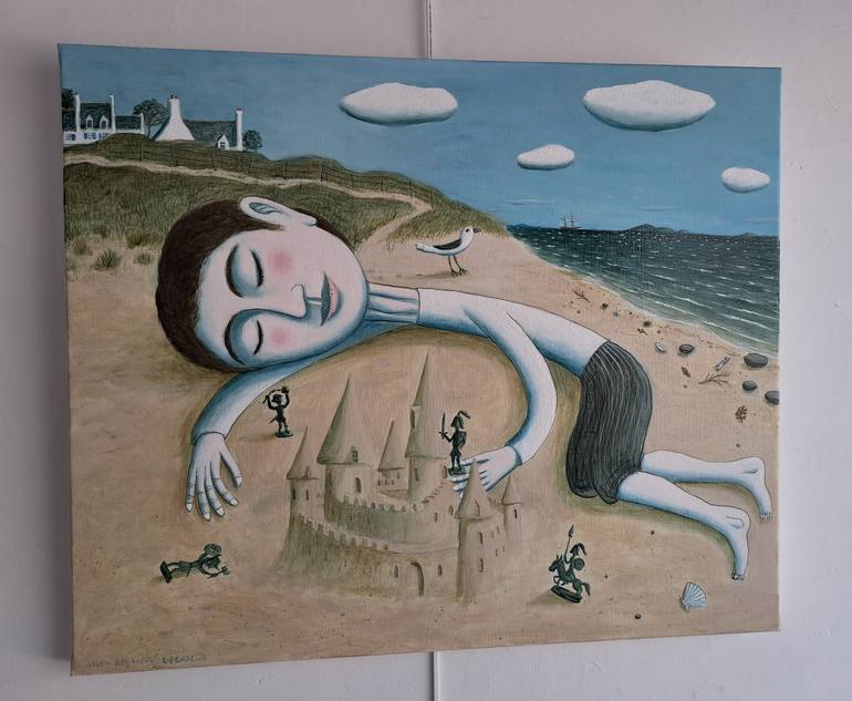 Original Figurative Beach Painting by pendelio christian