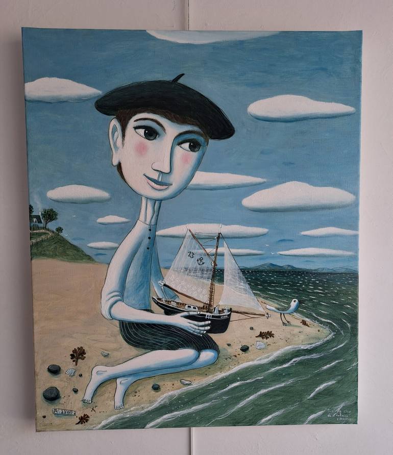 Original Folk Seascape Painting by pendelio christian