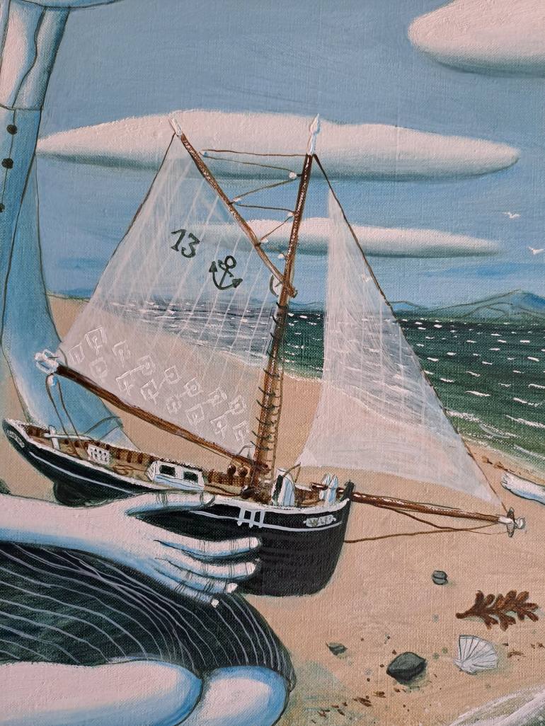Original Folk Seascape Painting by pendelio christian