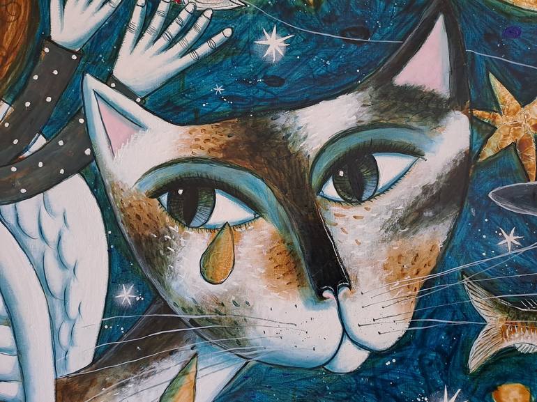 Original Figurative Cats Painting by pendelio christian