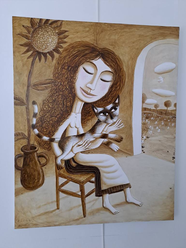 Original Figurative Cats Painting by Pendelio Christian