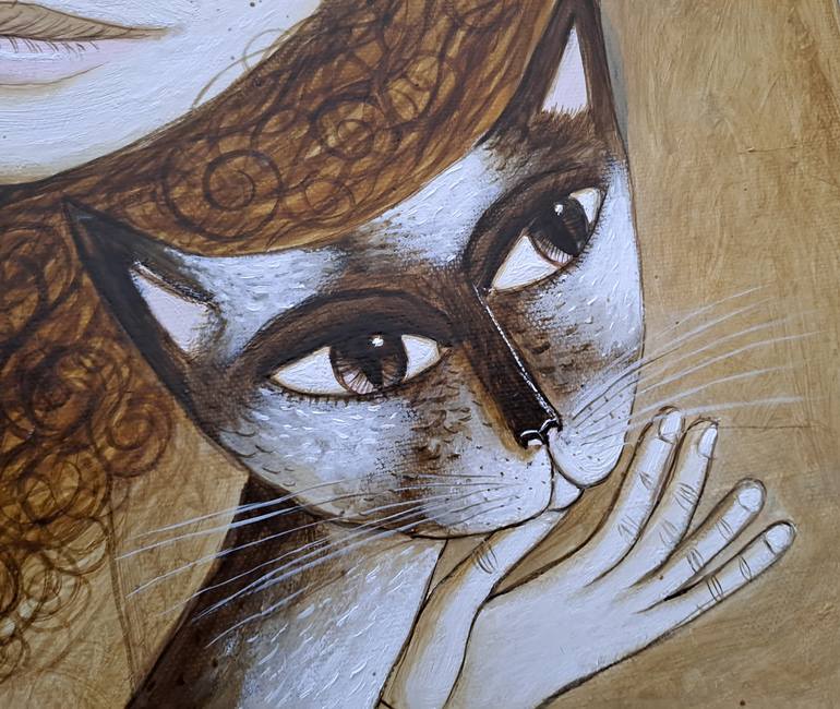 Original Figurative Cats Painting by Pendelio Christian