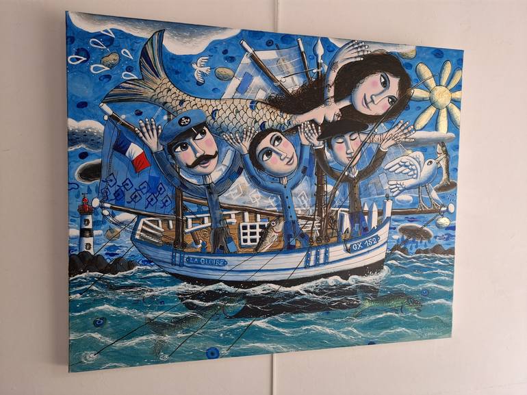 Original Figurative Boat Painting by pendelio christian