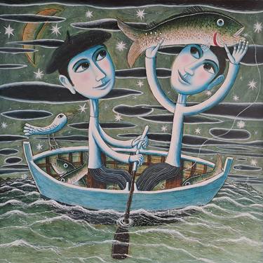 Original Figurative Boat Paintings by pendelio christian