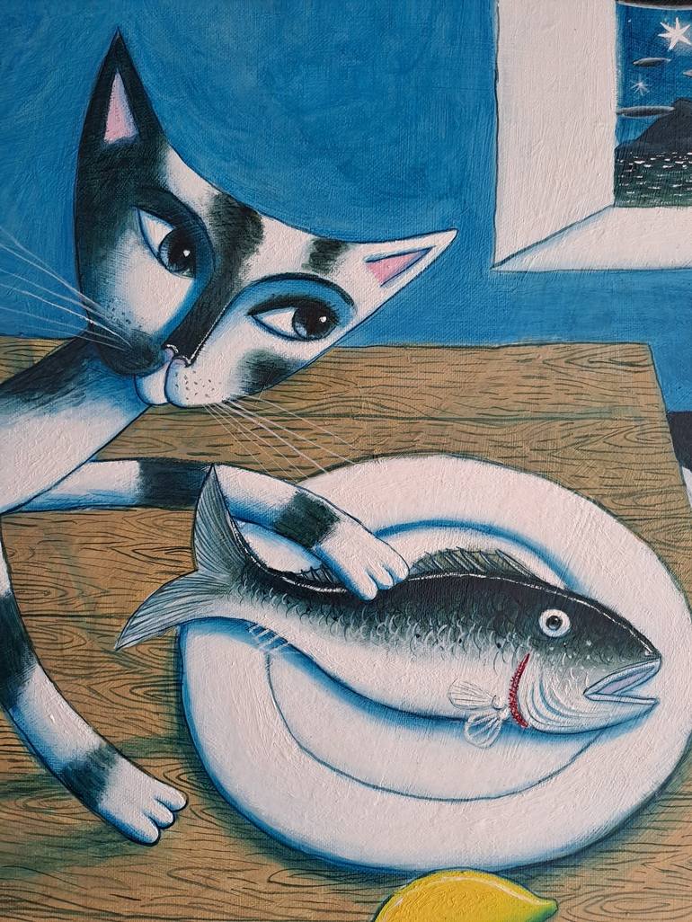 Original Illustration Cats Painting by pendelio christian