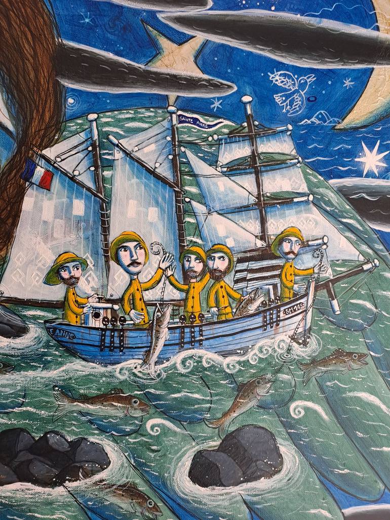Original Figurative Yacht Painting by pendelio christian