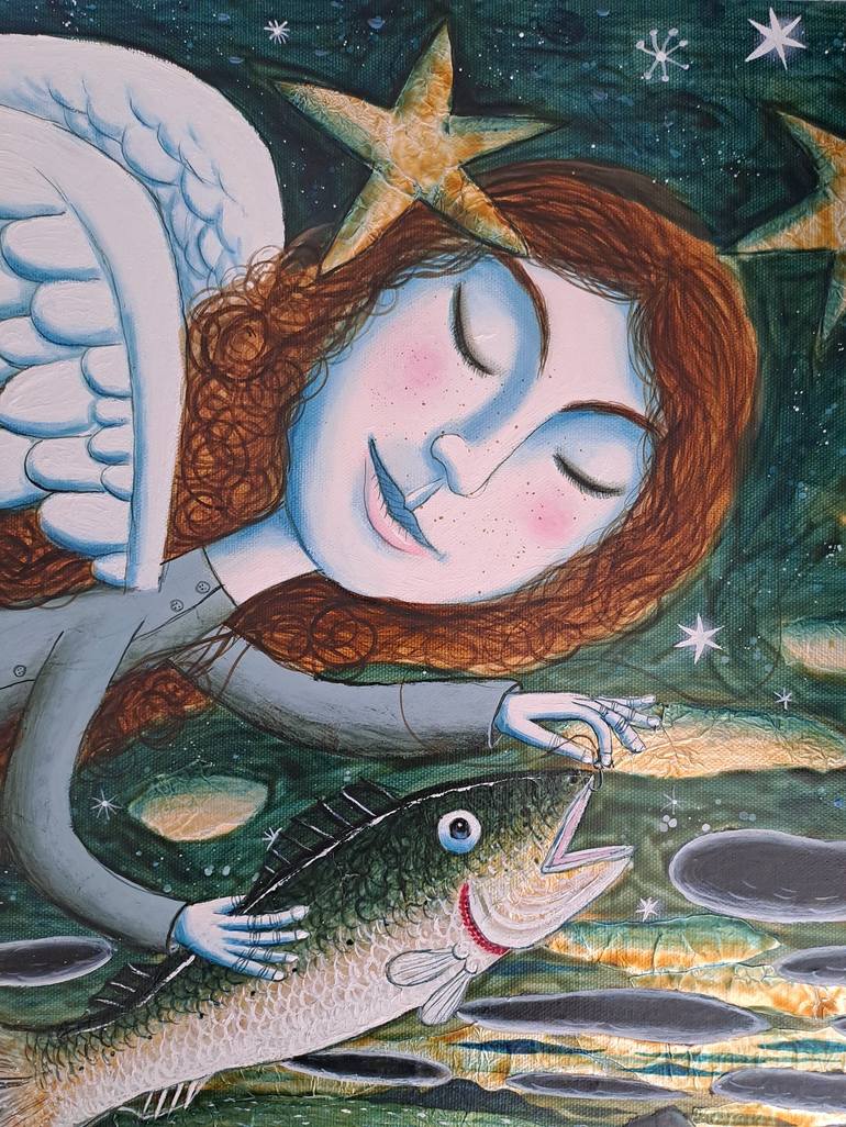 Original Surrealism Fish Painting by pendelio christian