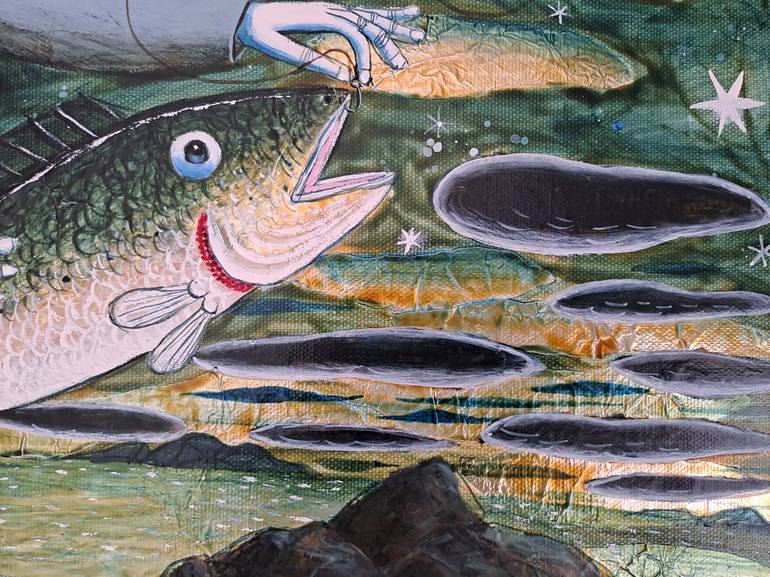 Original Surrealism Fish Painting by pendelio christian