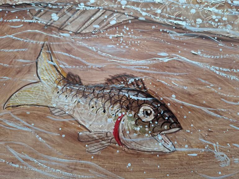 Original Folk Boat Painting by Pendelio Christian