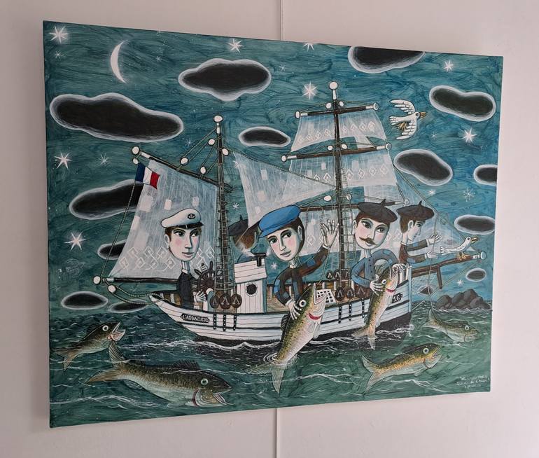 Original Figurative Boat Painting by Pendelio Christian