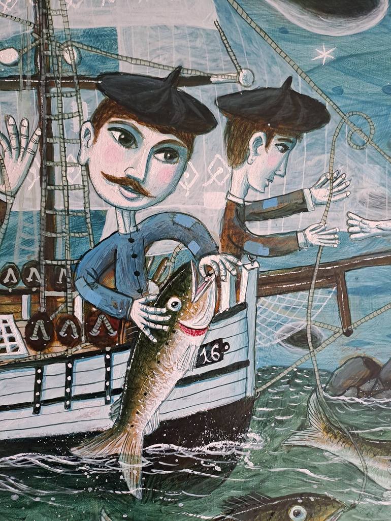 Original Figurative Boat Painting by Pendelio Christian