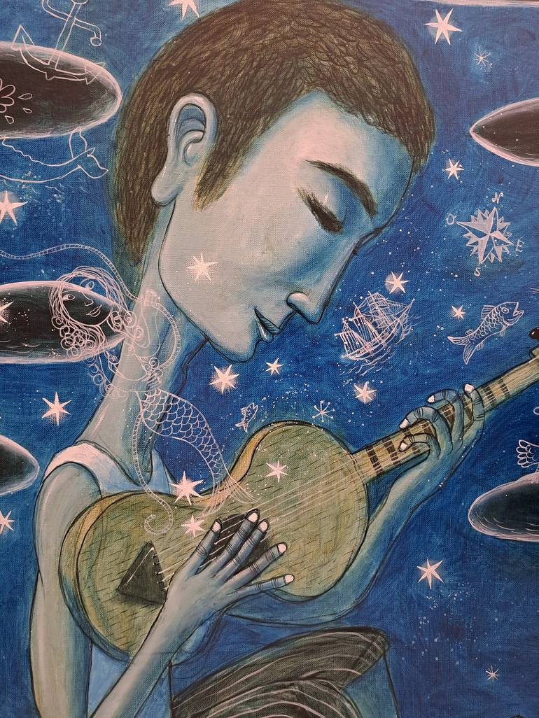 Original Folk Music Painting by pendelio christian