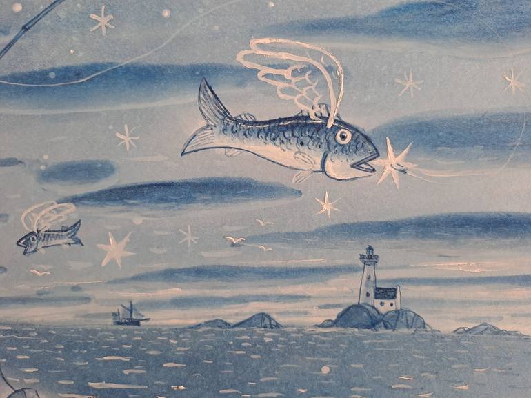 Original Figurative Fish Painting by pendelio christian