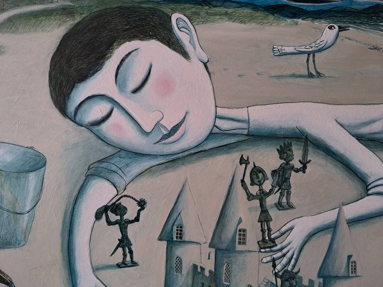 Original Figurative Beach Painting by Pendelio Christian