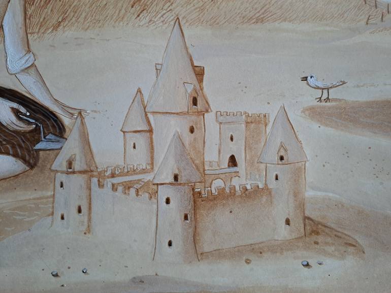 Original Folk Beach Painting by pendelio christian