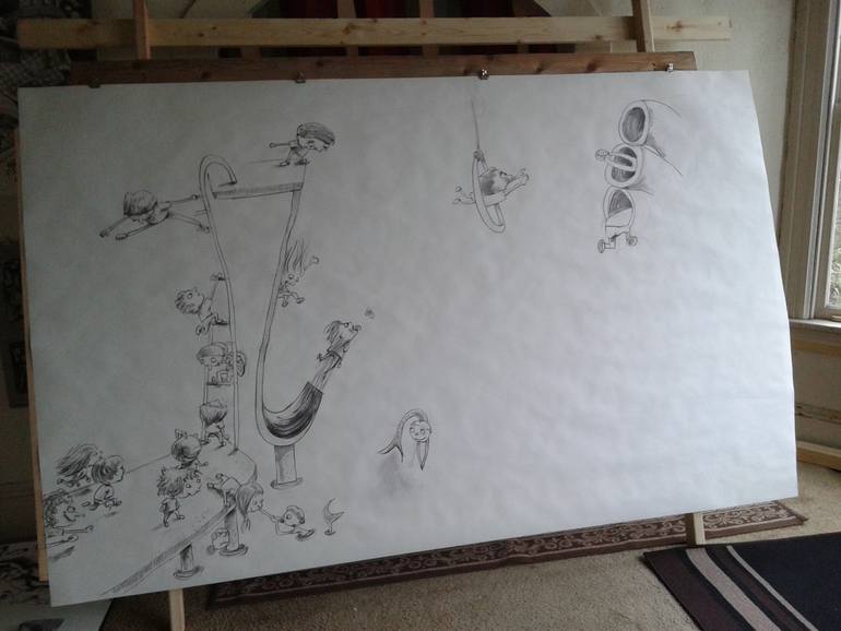 Original Abstract Landscape Drawing by Maciek Jozefowicz