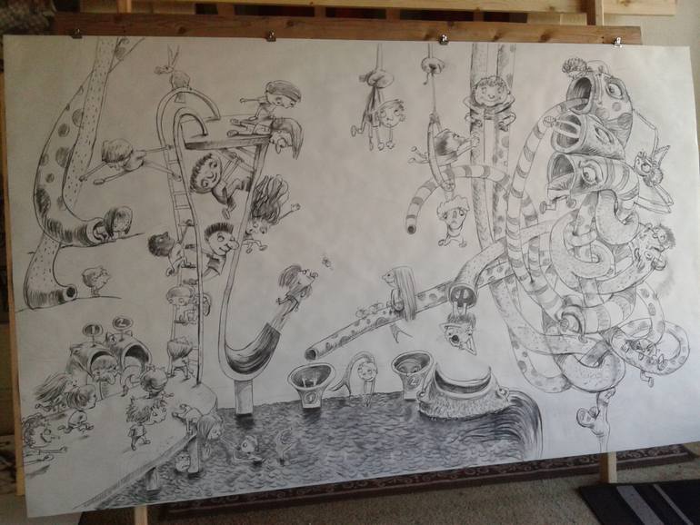 Original Abstract Landscape Drawing by Maciek Jozefowicz
