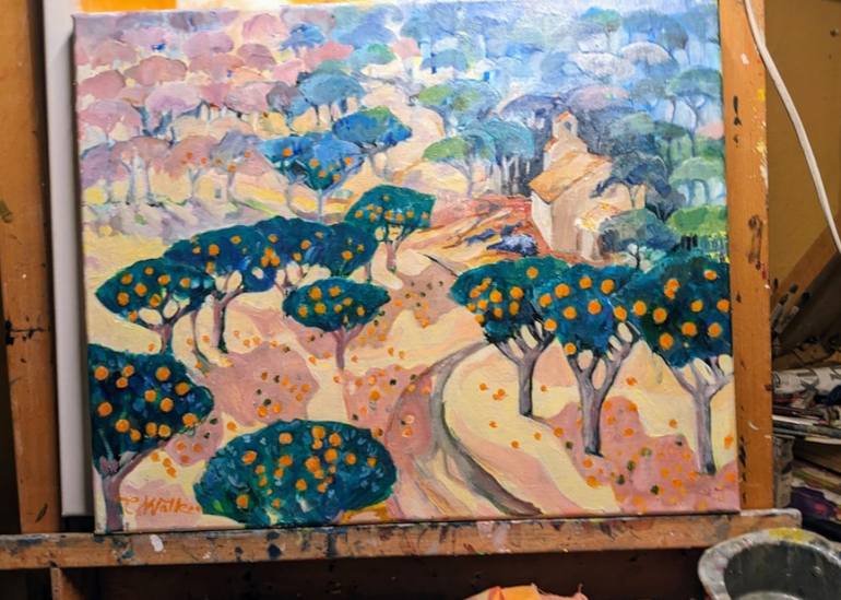 Original Art Deco Landscape Painting by Chris Walker