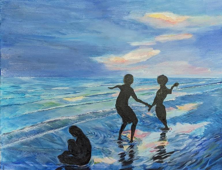 Sand, Stone and Sunset Painting by Chris Walker | Saatchi Art Romania