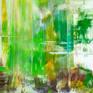 layering and scratching the color to get the atmosphere in a bright and wonderful forest
the painting is varnished for protection
the surface is glossy