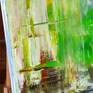 layering and scratching the color to get the atmosphere in a bright and wonderful forest
the painting is varnished for protection
the surface is glossy