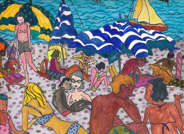 Print of Figurative Beach Drawings by joanna gregores