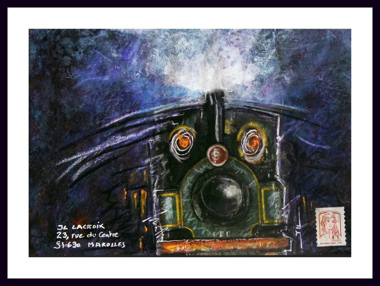 Original Illustration Train Painting by LACROIX Jean-Luc