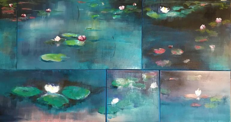 Pond at night Painting by Laura Beatrice Gerlini Saatchi Art