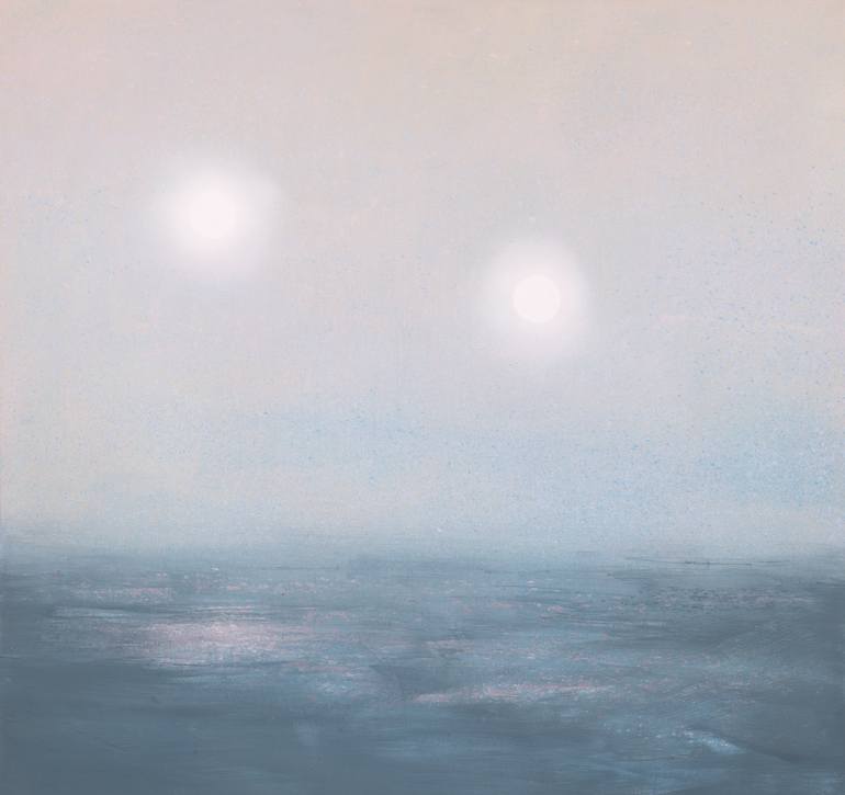 Original Seascape Painting by Miroir Noir | Abstract Expressionism Art on Canvas | Double sun