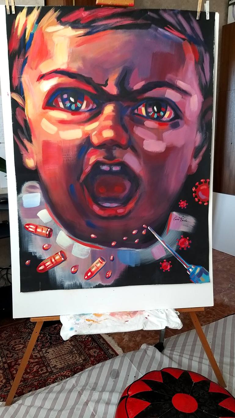Original Expressionism People Painting by Elena Bacheva