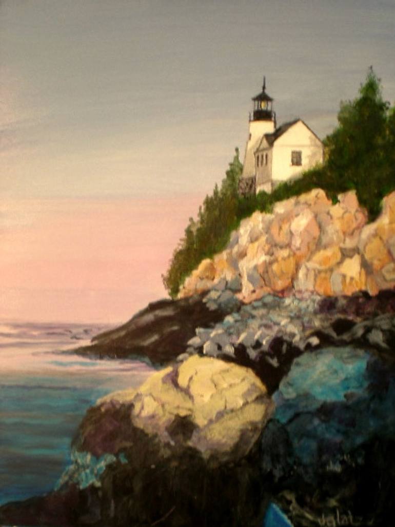 Bass Harbor Lighthouse Painting by Janet Glatz | Saatchi Art