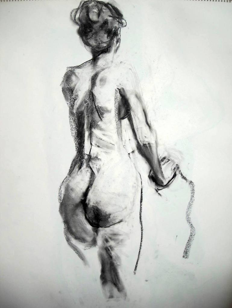 Nude from behind Drawing by Beth Claverie | Saatchi Art