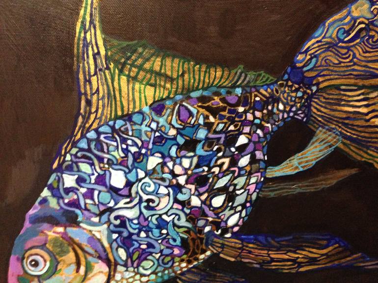 Original Art Deco Fish Painting by Olga Zelinskaya