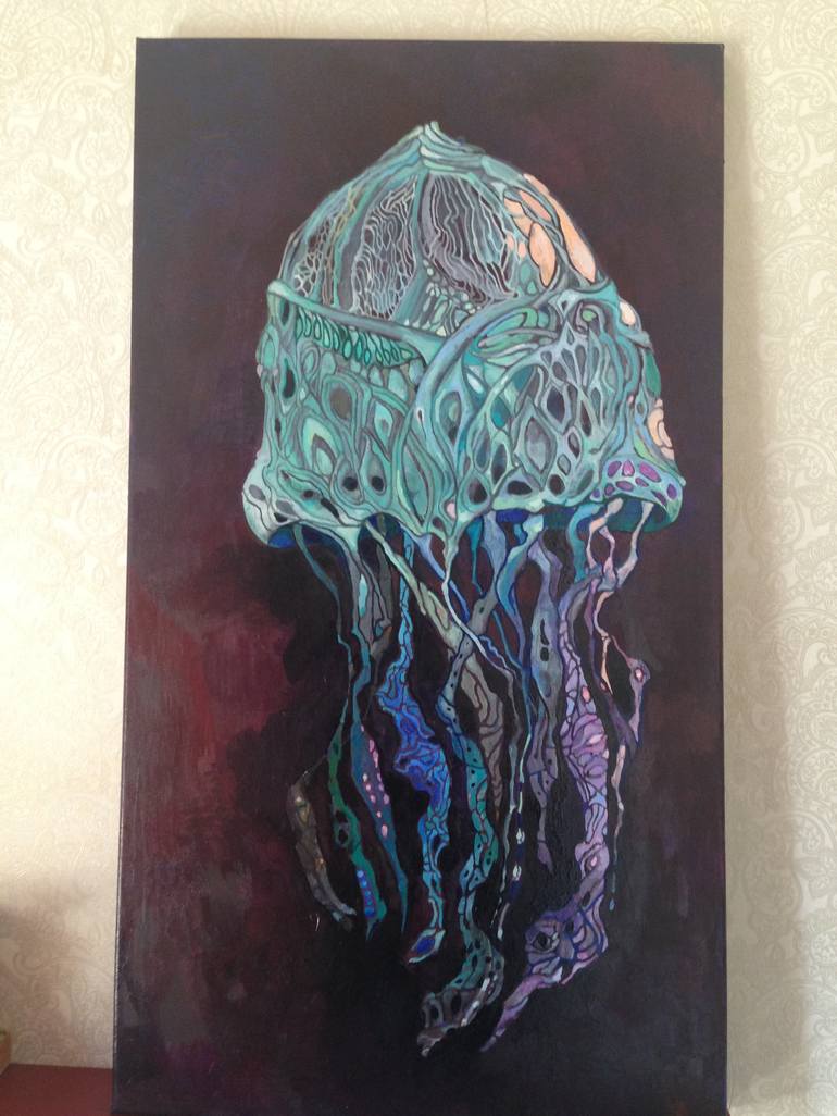 Telepathic jellyfish Painting by Olga Zelinskaya