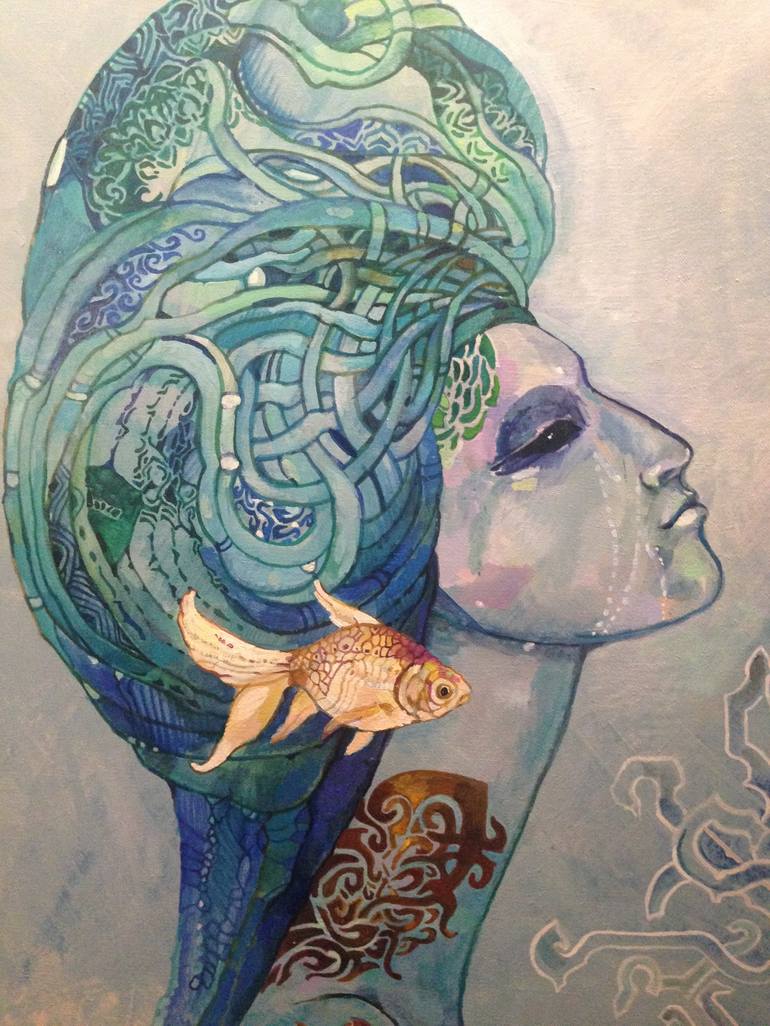 Original Art Deco Fish Painting by Olga Zelinskaya