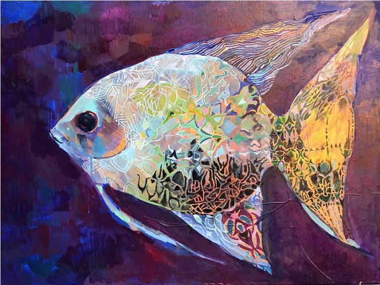 Angelfish Painting by Olga Zelinskaya