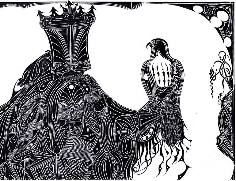 Original Art Deco Fantasy Drawing by Ian Ferguson