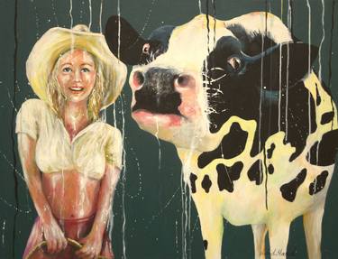 Print of Figurative Cows Paintings by Astrid Hæreid