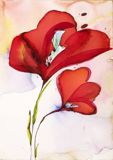 Original Abstract Floral Paintings by Carmen Ibarra