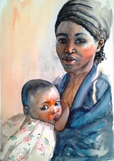 African woman with child thumb