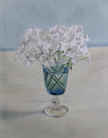 Geraniums in a Blue Glass thumb