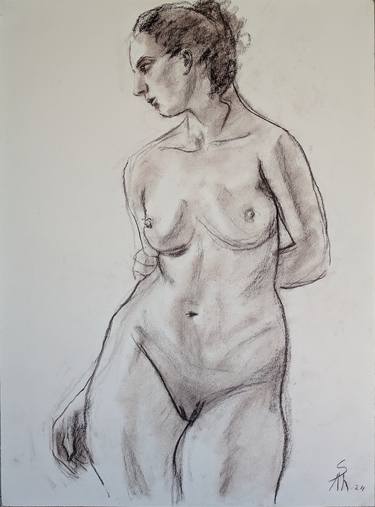 Original Figurative Nude Drawing by Ara Shakhatuni