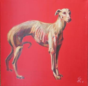 Original Figurative Dogs Paintings by Ara Shakhatuni