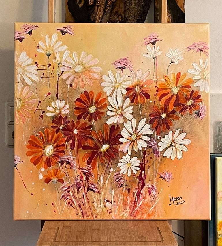Original Abstract Expressionism Floral Painting by Mariana Oros