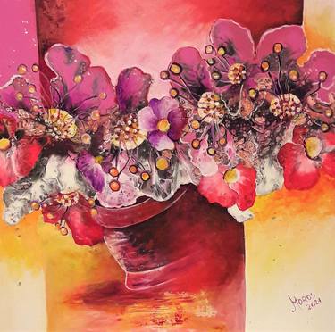 Original Fine Art Floral Paintings by Mariana Oros
